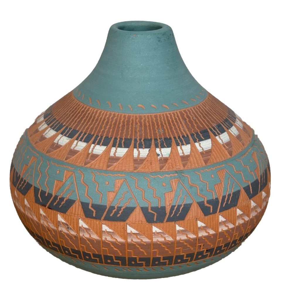 Navajo Vase Art Pottery Signed F. Jarvison Native American Small